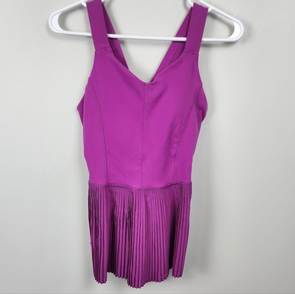 Lululemon City Violet Fuchia Tank Top Size 6 Small Pleated Tennis Pickleball - Picture 2 of 7